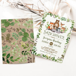 Grönt Woodland Baby Shower-inbjudan Forest Inbjudningar
