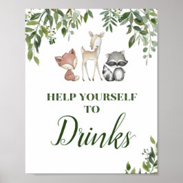 Grönt Woodland Bord Sign - Drinks Sign 8x10 Poster