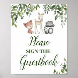 Grönt Woodland Bord Sign - Guestbook 8x10 Poster