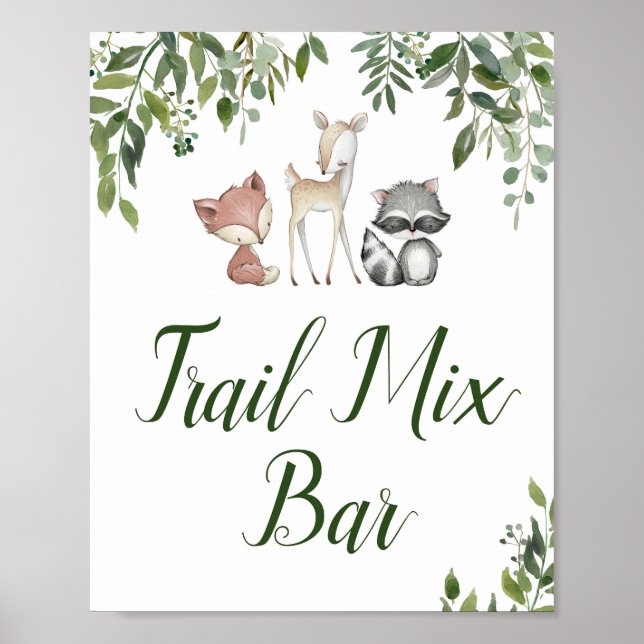 Grönt Woodland Bord Sign - Trail Mix Pub 8x10 Poster (Framsidan)