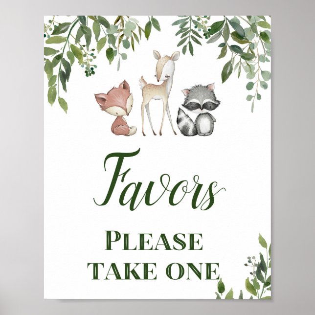 Grönt Woodland Bord-tecken - Favors Sign 8x10 Poster (Framsidan)