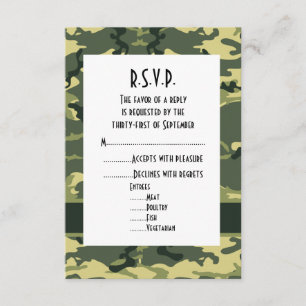 Grönt woodland camouflage bröllop R.S.V.P OSA Kort
