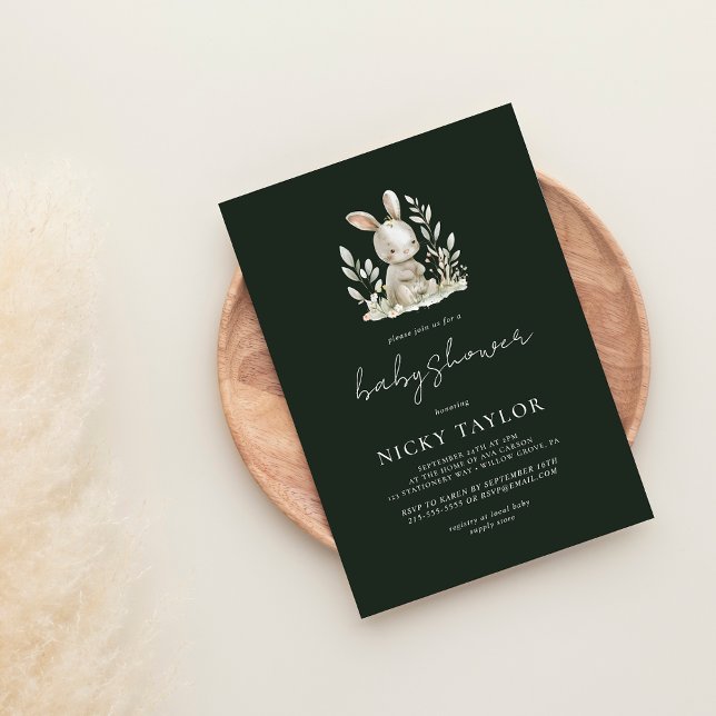 Grönt Woodland Cute Animal Baby Shower Inbjudningar (Skapare uppladdad)