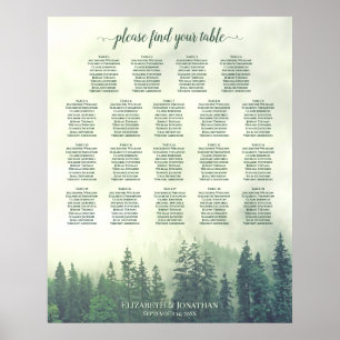 Grönt Woodland Gräs 19 Bord Bröllop, sittdiagram Poster