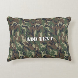 Grönt Woodland Militärkamouflage Mönster Prydnadskudde