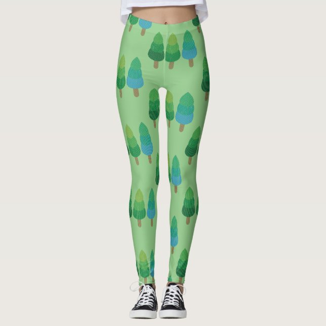 Grönt Woodland Träd Thunder_Cove Leggings (Framsida)