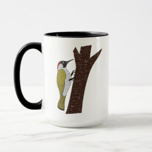 Grönt Woodpecker Illustration Mugg