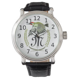 Grönt Woodpecker in Flight Monogram Armbandsur
