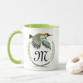 Grönt Woodpecker in Flight Monogram Mugg