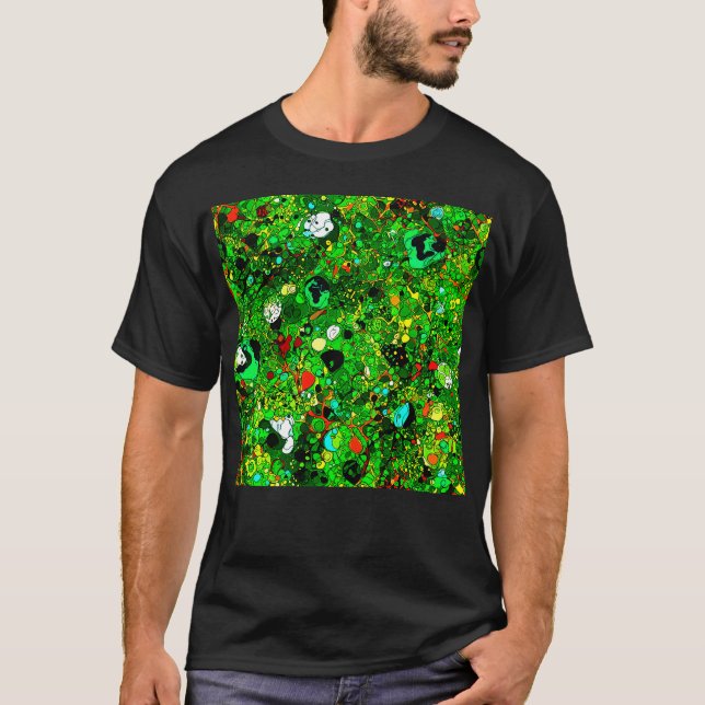Grönt World Abstrakt 409 T Shirt (Framsida)