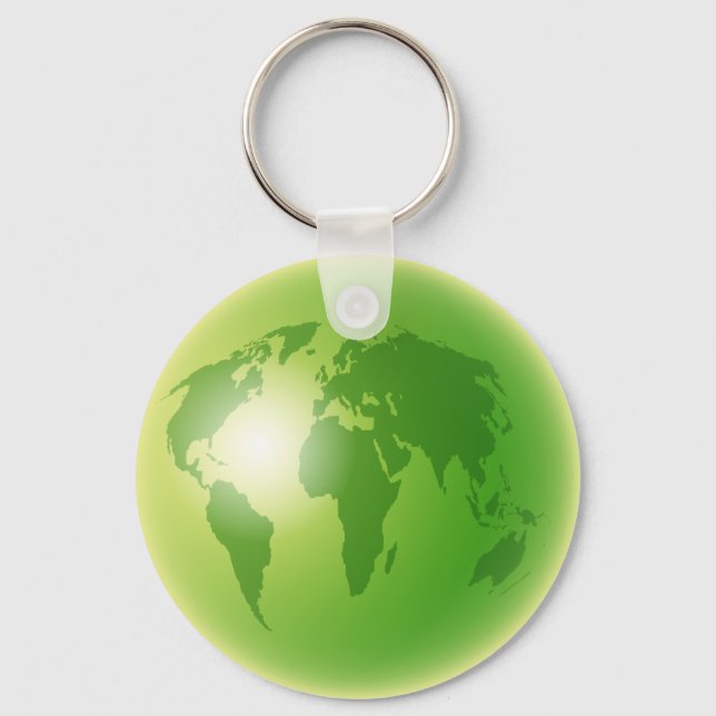 Grönt World Globe Nyckelring (Framsida)