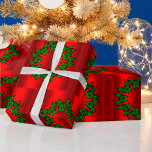 Grönt Wreaths på Red jul Presentpapper<br><div class="desc">En snyggt och elegant julomslag med mönster av gröntens julomgångar spreds över en glansig,  röd metallisk bakgrund. Denna fantastiska julklapp kommer att tillföra en liten elegans till din gåva som är färdig i december.</div>