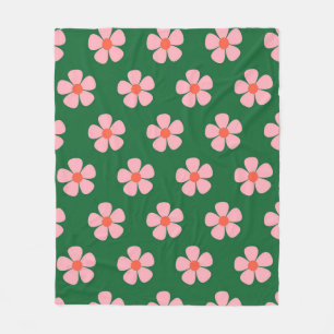 Grönt Y2K Vibrant Wildblomma Bold Retro Vår Fleecefilt