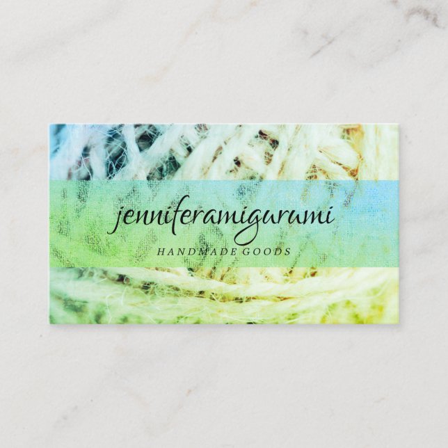 Grönt Yarn Knitting Crochet Handmade Craft Visitkort (Framsida)