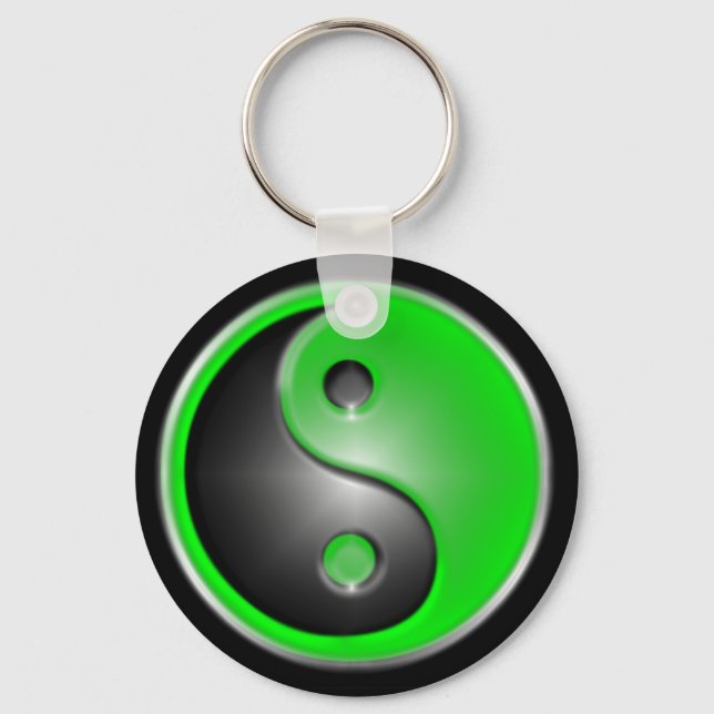 grönt Yin och Yang Nyckelring (Framsida)