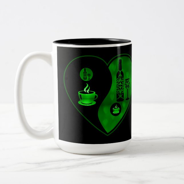 Grönt Yin & Yang Coffee & Vin Två-Tonad Mugg (Vänster)