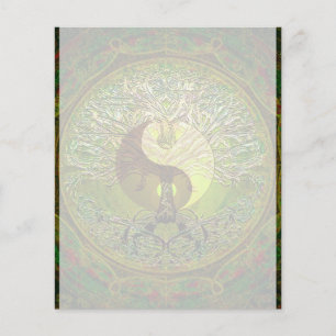 Grönt Yin Yang Mandala med Livets träd Flygblad