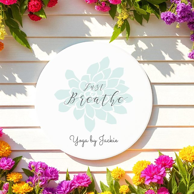 Grönt Yoga Breathe White Blommigt Underlägg (Skapare uppladdad)