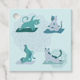 Grönt Yoga Cats Gåvor Etiketter
