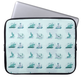 Grönt Yoga Cats Laptop Fodral