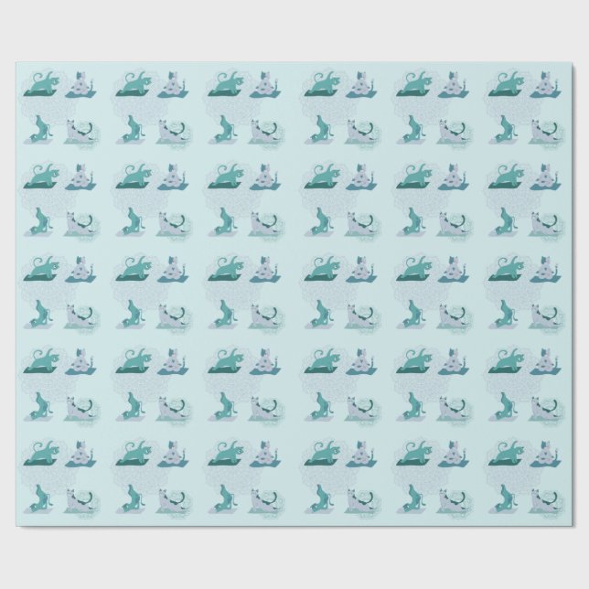 Grönt Yoga Cats Presentpapper (Seam)