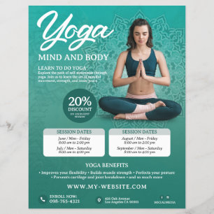 Grönt Yoga-klass Reklamblad