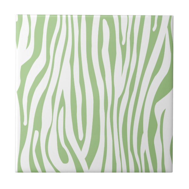 Grönt Zebra Animal Print Mönster Kakelplatta (Framsidan)