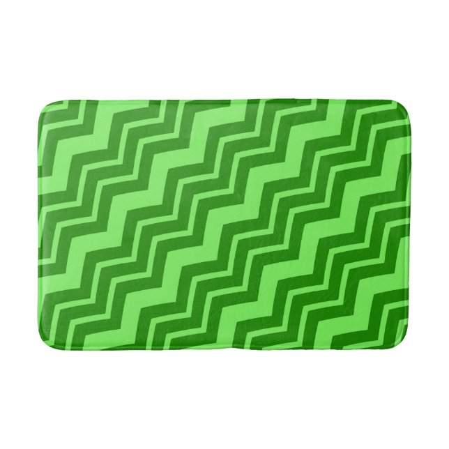 Grönt Zig Zag Chevron Mönster Design Badrumsmatta (Framsidan)