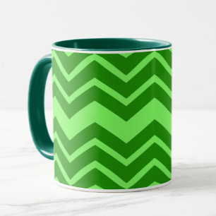 Grönt Zig Zag Chevron Mönster Design Mugg