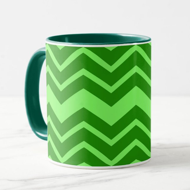 Grönt Zig Zag Chevron Mönster Design Mugg (Skapare uppladdad)