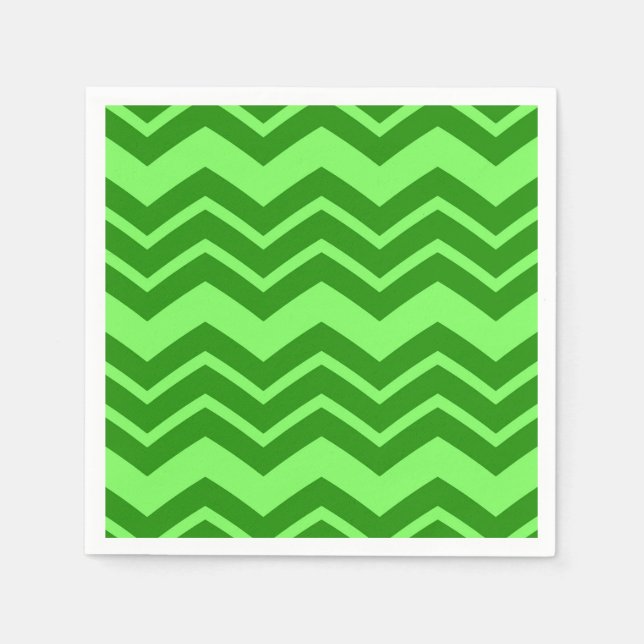Grönt Zig Zag Chevron Mönster Design Pappersservett (Framsidan)