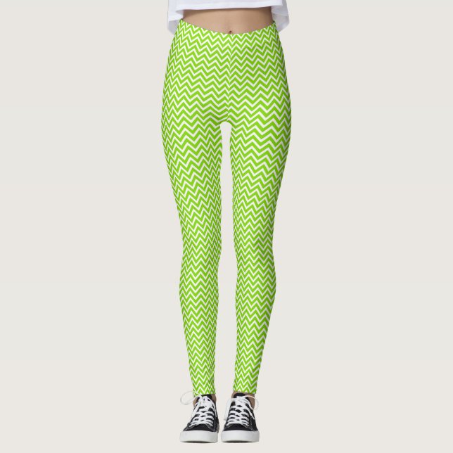 Grönt Zig-Zag Leggings (Framsida)