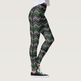 Grönt Zig Zag med Black Striping...C Diff Leggings