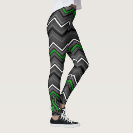 Grönt Zig Zag med ribbon...C Diff Leggings