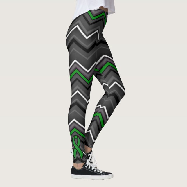 Grönt Zig Zag med Ribbon...Gastropares Leggings (Höger)