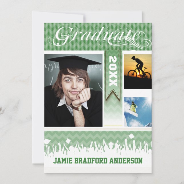 Grönt Zig Zag Senior 3 Photos Class of Meddelande (Framsida)