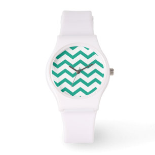 Grönt ZigZag Chevron mönster Armbandsur