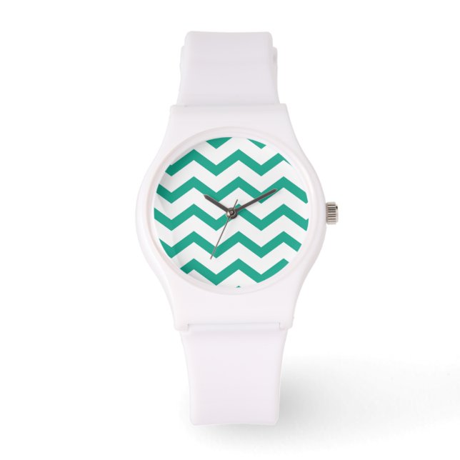 Grönt ZigZag Chevron mönster Armbandsur (Framsida)