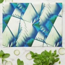 Grönt zigzag eller sågar på intensivt cyan till ro