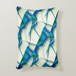 Grönt zigzag eller sågar på intensivt cyan till ro prydnadskudde