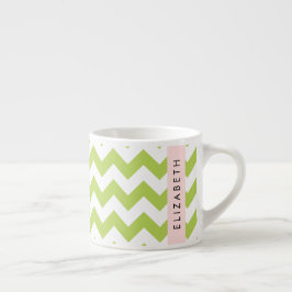 Grönt Zigzag, Grönt Chevron, ditt namn Espressomugg