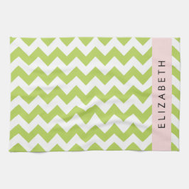 Grönt Zigzag, Grönt Chevron, ditt namn Kökshandduk