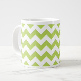 Grönt Zigzag, Grönt Chevron, Geometric Mönster Jumbo Mugg