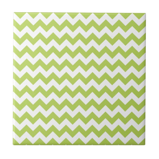 Grönt Zigzag, Grönt Chevron, Geometric Mönster Kakelplatta (Framsidan)
