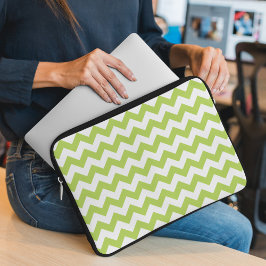 Grönt Zigzag, Grönt Chevron, Geometric Mönster Laptop Fodral