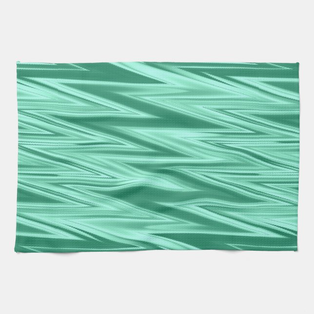 Grönt Zigzag Mönster Kökshandduk (Horisontell)