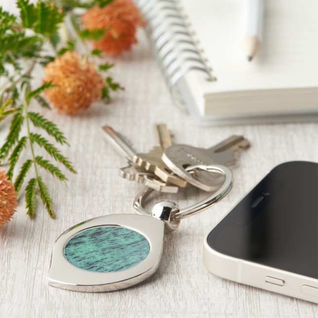 Grönt Zoisite Mineral Stone Mönster Swirl Silverfärgad Nyckelring (Sidan)