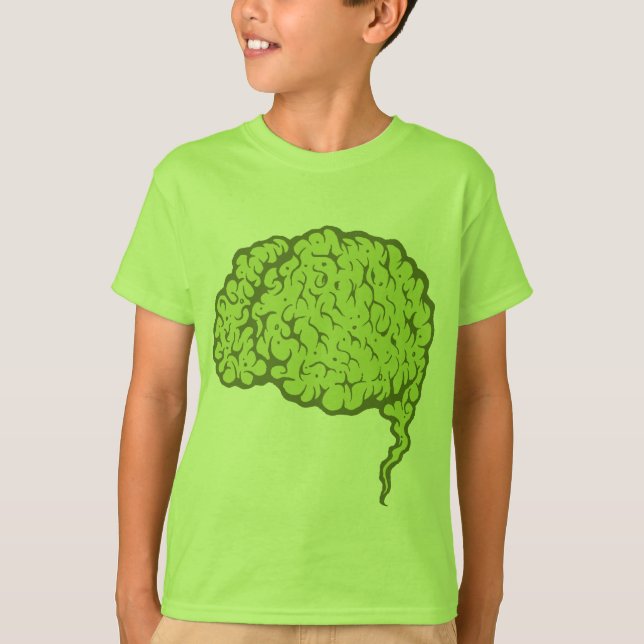 Grönt Zombie Brain Kids Tshirt Tee Shirt (Framsida)