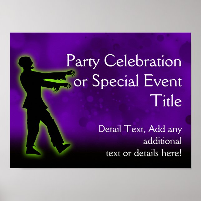 Grönt Zombie på Lila Poster (Framsidan)