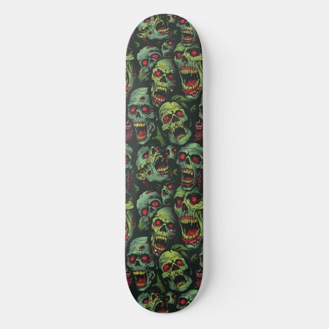 Grönt Zombie Spooky Halloween Skateboard (Framsida)